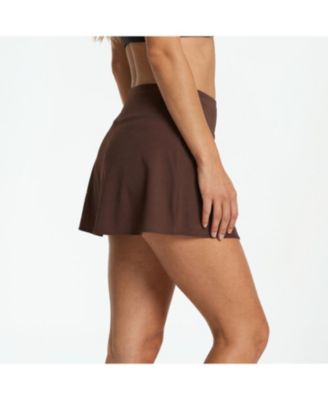 Women's Chlorine Resistant High Waisted Mini Swim Skirt With Shorts