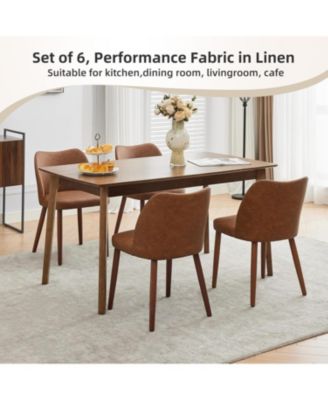 Leather Dining Chairs Set of 2, Upholstered Wingback Chairs with Wood Legs