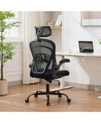 Ergonomic Office Chair,Computer Desk Chair Comfy with Flip-Up Armrests,High Back Mesh Desk Chair with Wheels,Comfortable Armchair for Home