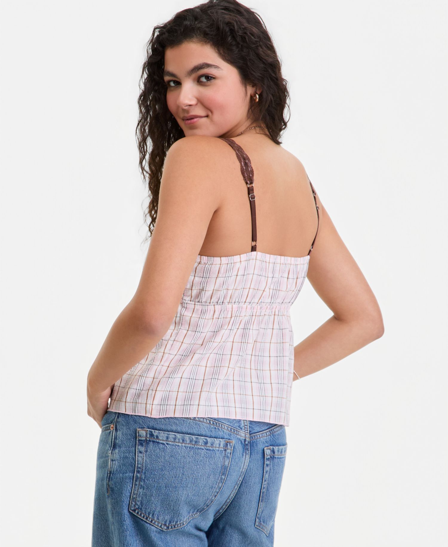 Juniors' Lace-Trim Babydoll Top