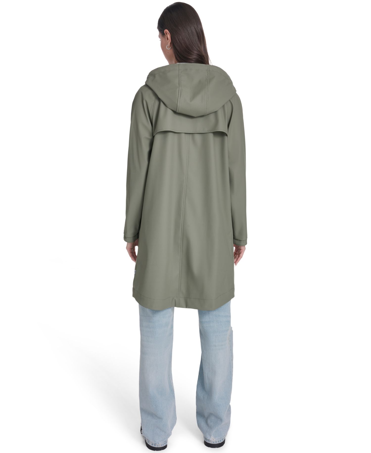 Plus Size Raglan-Sleeve Hooded Rain Jacket