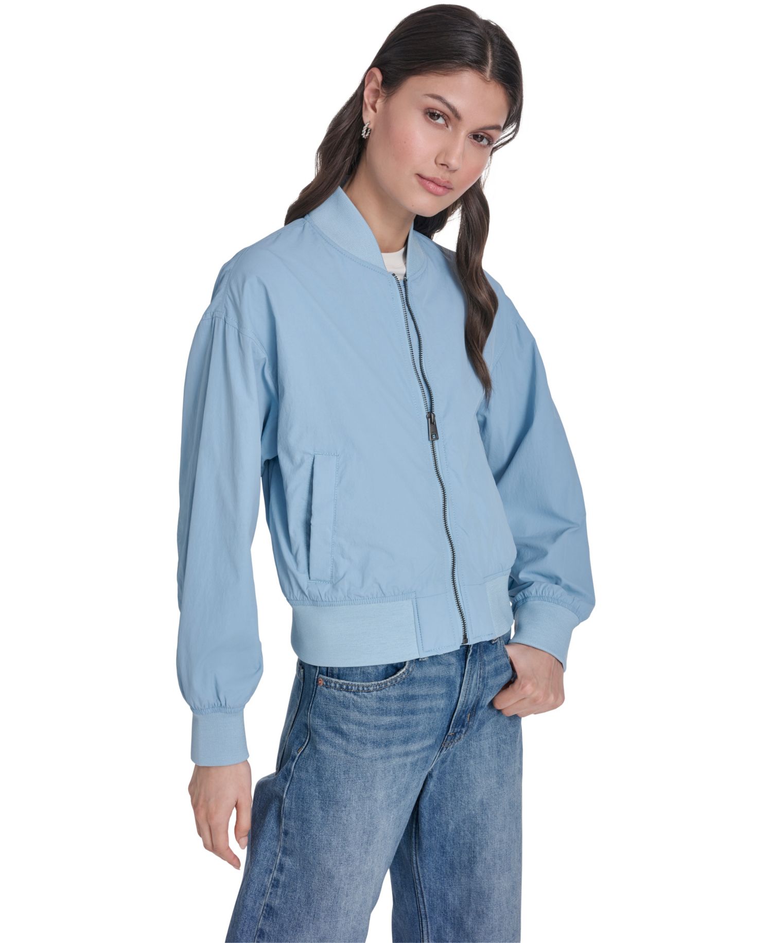 Trendy Plus Size Lightweight Zip-Front Bomber Jacket