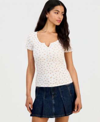 Juniors' Ribbed Henley Top