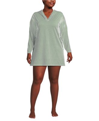 Plus Size SunShade UPF 50 Hooded Mini Swim Swim Cover-Up Dress
