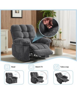 Electric Rocking Recliner Chair with 360degree(s) Swivel - High Back Glider, Upholstered Teddy Fabric Single Sofa for Living Room and Nursery
