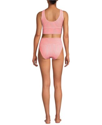 Women's Tugless Midkini Top and High Waisted Bottom Swimsuit Set