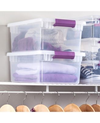 15 Qt. Plastic Stackable Storage Container with Lid, Clear (12 Pack)