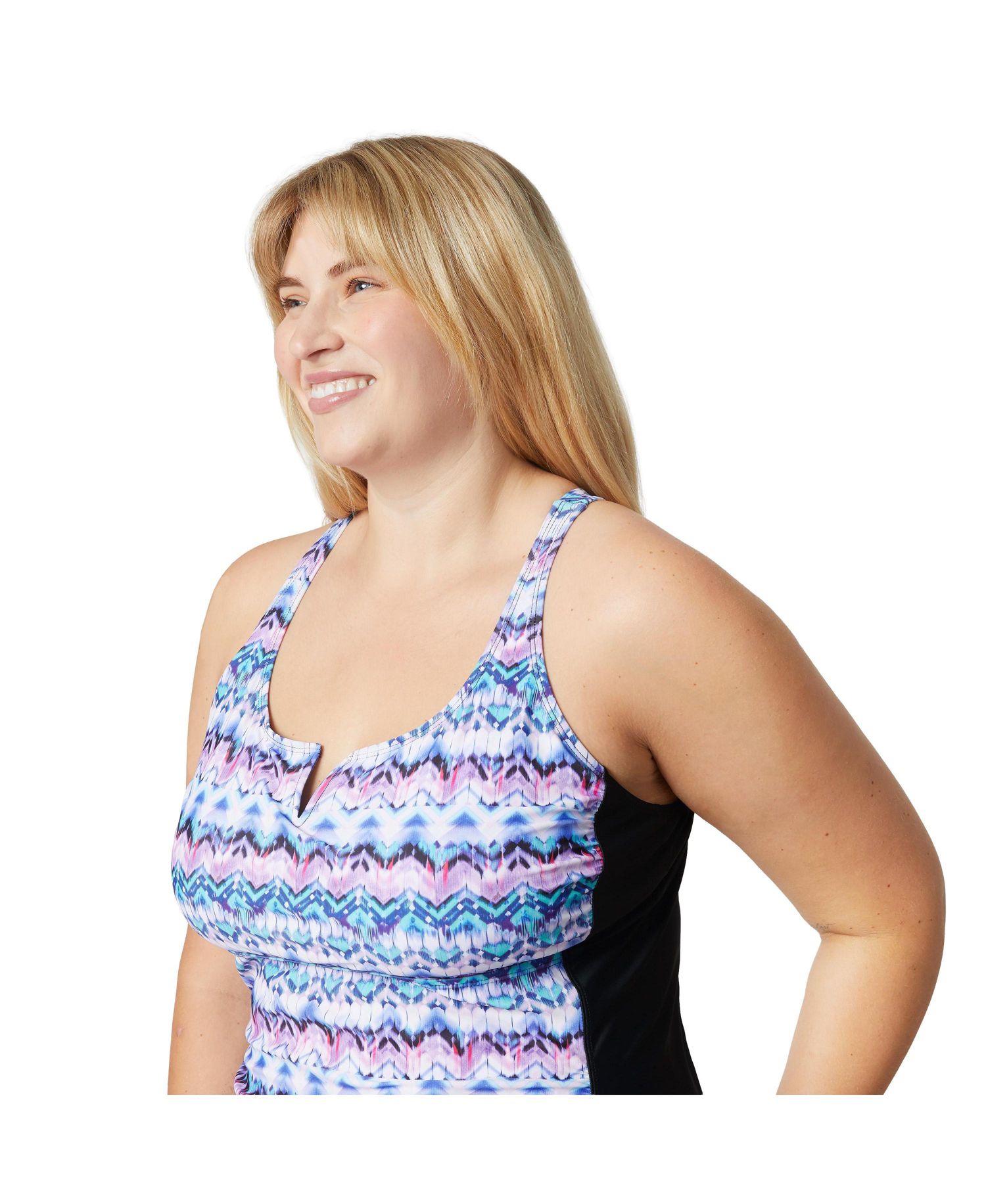 Plus Size Notch Front Tankini Top