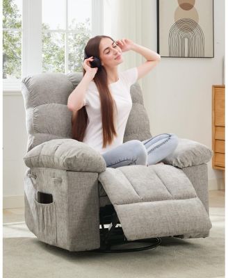 Rocking Recliner Chair,360 Swivel,30 Rocking,135 Tilt,Chenille Upholstery,Q235 Steel Frame Glider Nursery Chair for Small Spaces