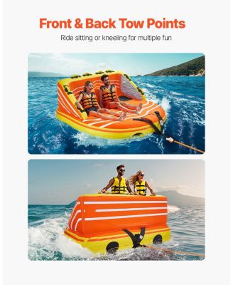 1-3 Rider Towable Boat Tube with Nylon Cover and 16 Handles