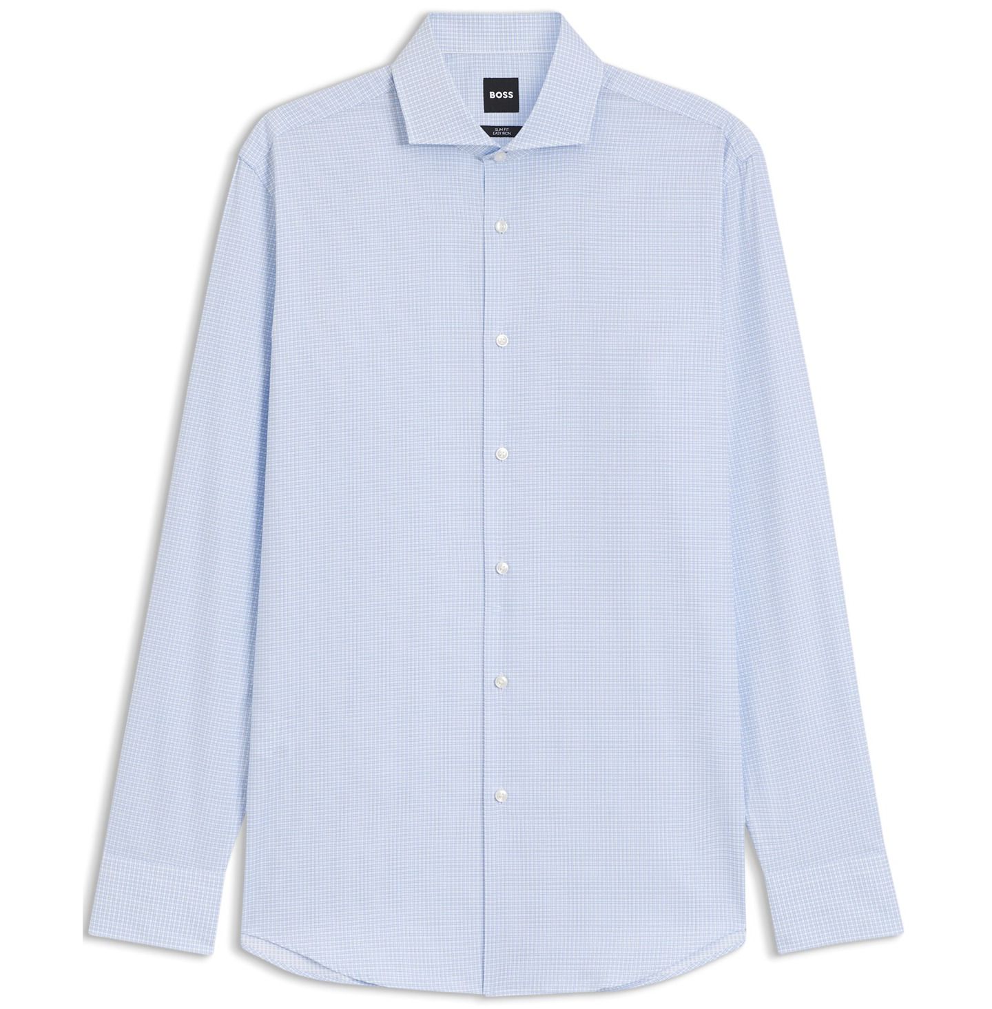 Мужская рубашка Hugo Boss Easy-Iron Cotton Twill Slim-Fit Dress Shirt, цвет: Синий — фото 4