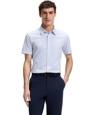 BOSS By Men's Cotton-Blend Jersey Short-Sleeve Shirt