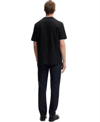 BOSS By Men's Mercerised-Cotton Structured Stripe T-Shirt