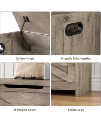 Wooden Storage Chest, Safety Hinge, Easy Assembly, Large Toy Bench, Entryway, Living Room