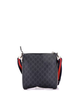 Small Web Strap Front Zip Messenger Bag GG Coated Canvas