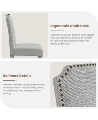 Upholstered Dining Chair Set,Solid Wood Chairs with Solid Wood Legs,Padded High Back Dining Chair with Nailhead Trim,Fabric Side chair