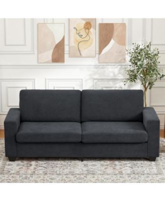 Modern Oversized Corduroy Sofa, 3-Seater Deep Seat Couch with Washable Cover and Wide Armrests