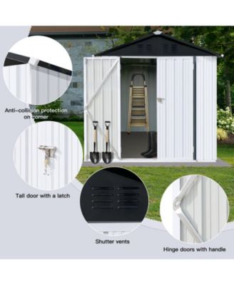 6x4 Ft Outdoor Metal Storage Shed with Apex Roof, Garden Tool Shed for Patio Backyard