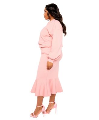 Plus Size Scuba Hoodie and Peplum Skirt Set
