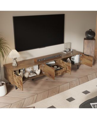 78" Wood Cabinet TV Stand Consoles with Storage