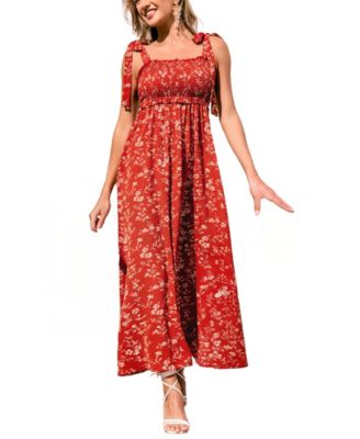 Women's Hot Papaya Floral Maxi Beach Dress