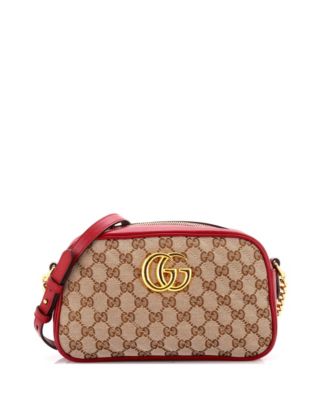 Small GG Marmont Shoulder Bag Diagonal Quilted GG Canvas with Leather