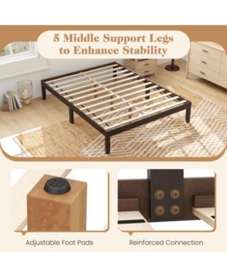 82" Queen Size Wood Bed Frame with Wooden Slats Support and Rubber Wood Legs-Espresso