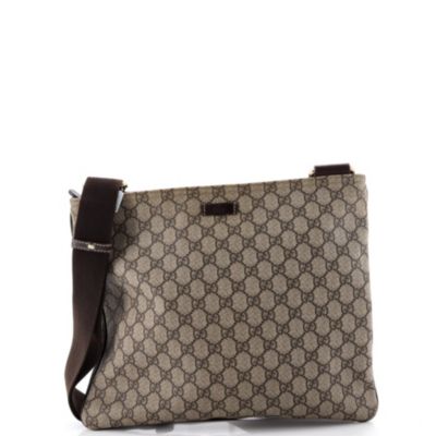 Large Zip Top Messenger Bag GG Coated Canvas