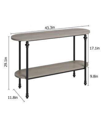 Narrow Entryway Table, 2 Tier Industrial Console Table with Storage Shelf, Thin Behind Couch Table, Farmhouse Skinny Sofa Table