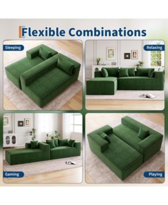 Modular L-Shaped Sectional Sofa, Cloud Couch with Deep Seat, Upholstered Chenille