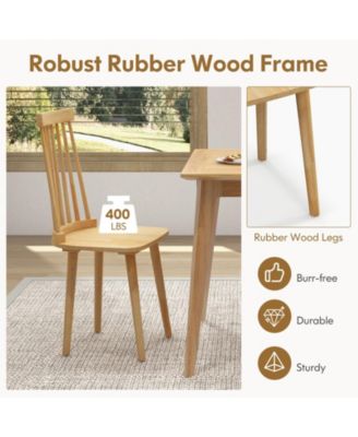 4 PCS Winds or Dining Chairs w/ High Spindle Back Rubber Wood Legs