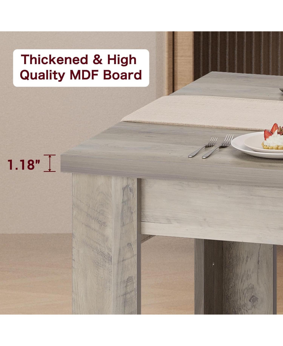gaomon 71" Farmhouse Dining Table for 6-8, Thick Rectangular Top & Wide Legs