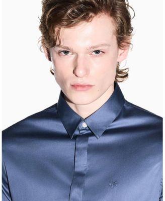 Men's Long Sleeve Cotton Satin Shirt