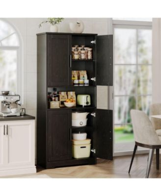 Tall Kitchen Pantry Cabinet, Storage Cabinet with Doors and Adjustable Shelves, Freestanding Cupboard for Living Room, Dining Room