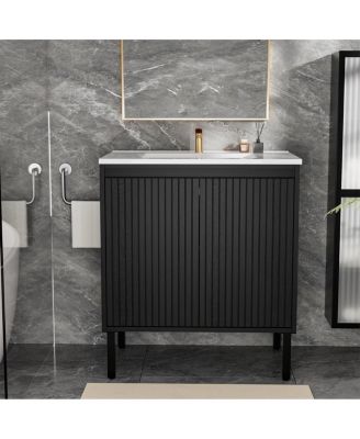 30"Bathroom Vanity with Sink, Soft-Closing Drawers and Large Storage for Modern Bathrooms, Floor Standing or Wall Mounted