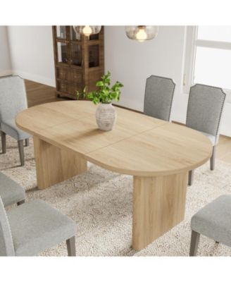 70.8 Inch Oval Dining Table with Upholstered Dining Chairs, Kitchen Table with Sturdy Wooden Base, High Back Dining Chair with Wood Legs