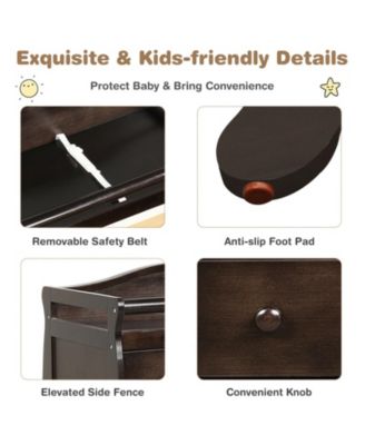 Baby Changing Table Infant Diaper with 3 Drawers and Safety Belt.