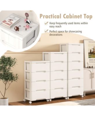 Rolling Storage Cabinet with Universal Wheels and 5 Drawers