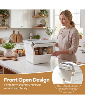 3 Pieces Storage Bins on Wheels Stackable Plastic Boxes with Stay-Open Lid.