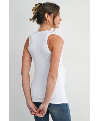 Maternity Ribbed Henley Tank Top Fitted Nursing Friendly