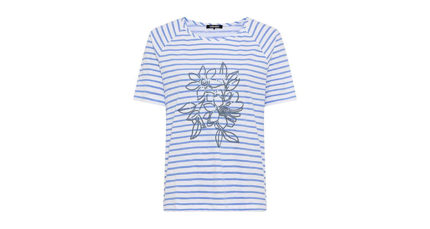 Women's Sequin Floral Stripe T-Shirt