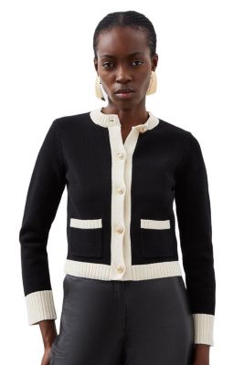 Women's Cotton Cropped Knit Boxy Cardigan