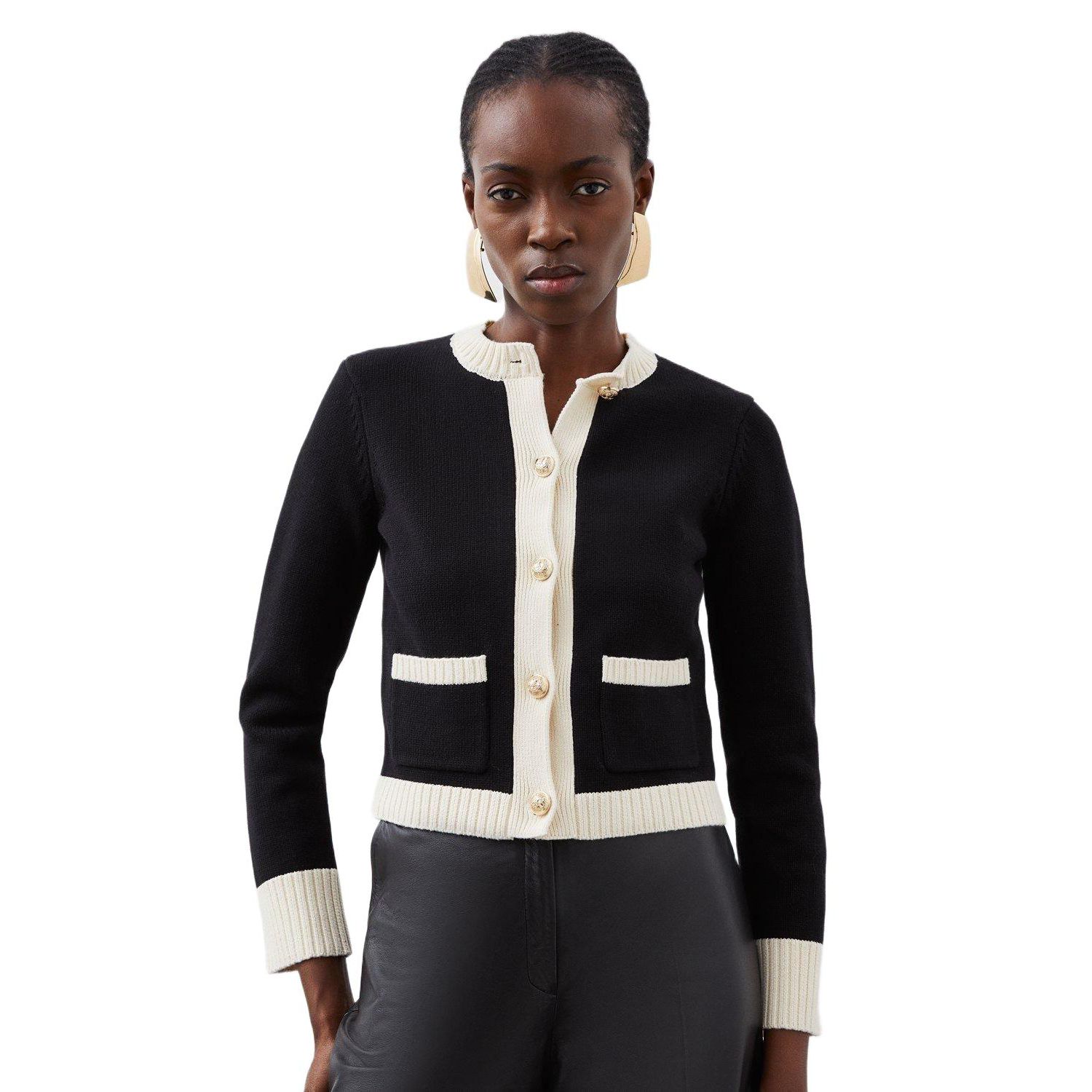 Women's Cotton Cropped Knit Boxy Cardigan
