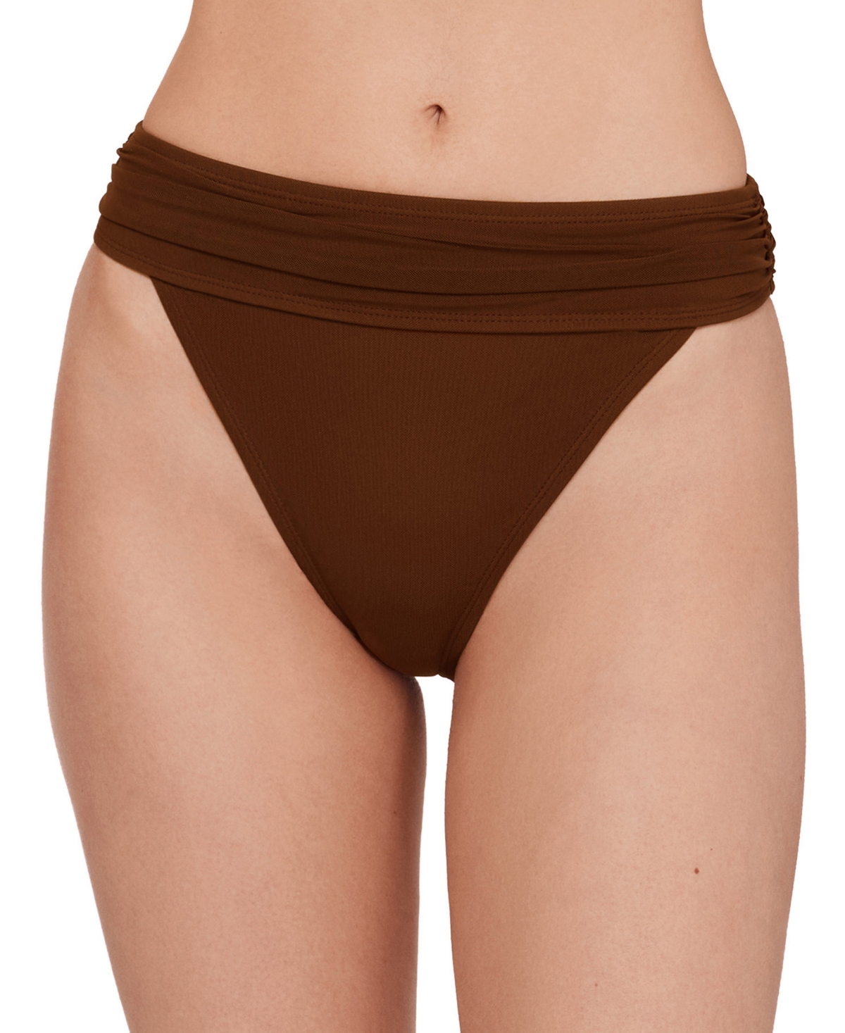 Steve Madden Women's High-Leg Ruched Band Swim Bottoms