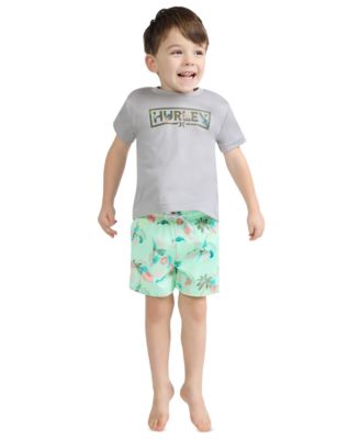 Boys' Toddler 2T-5T Parrot-Dise Swim T-Shirt and Shorts, 2-Piece Set