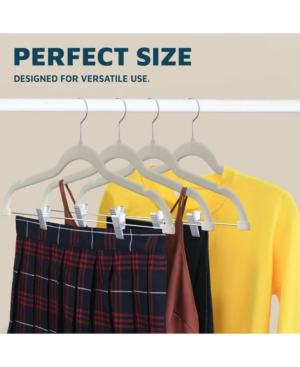 Lifemaster Velvet Skirt Hangers, Adjustable Clips, 360° Swivel Hook, Non-Slip Shoulder Notch, Holds 10 lbs