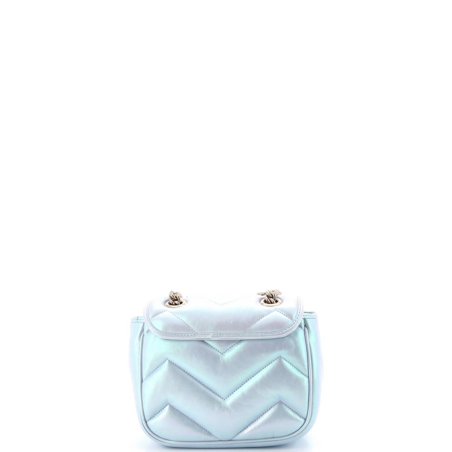 Mini GG Marmont Square Flap Bag Chevron Iridescent Leather