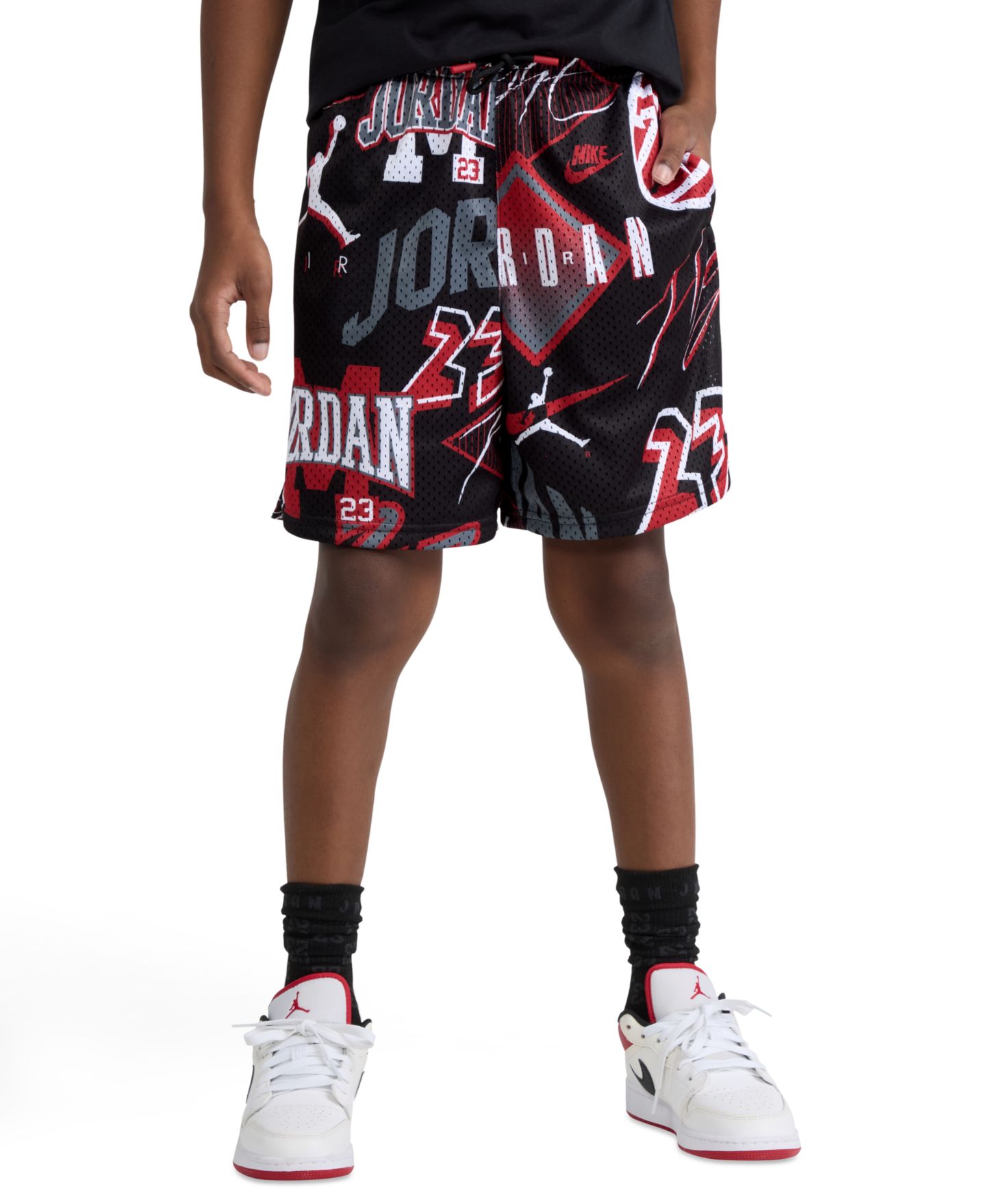 Шорты Jordan Dynasty Printed Elastic Waist Shorts для мальчиков, цвет: Чёрный / Красный — фото 1
