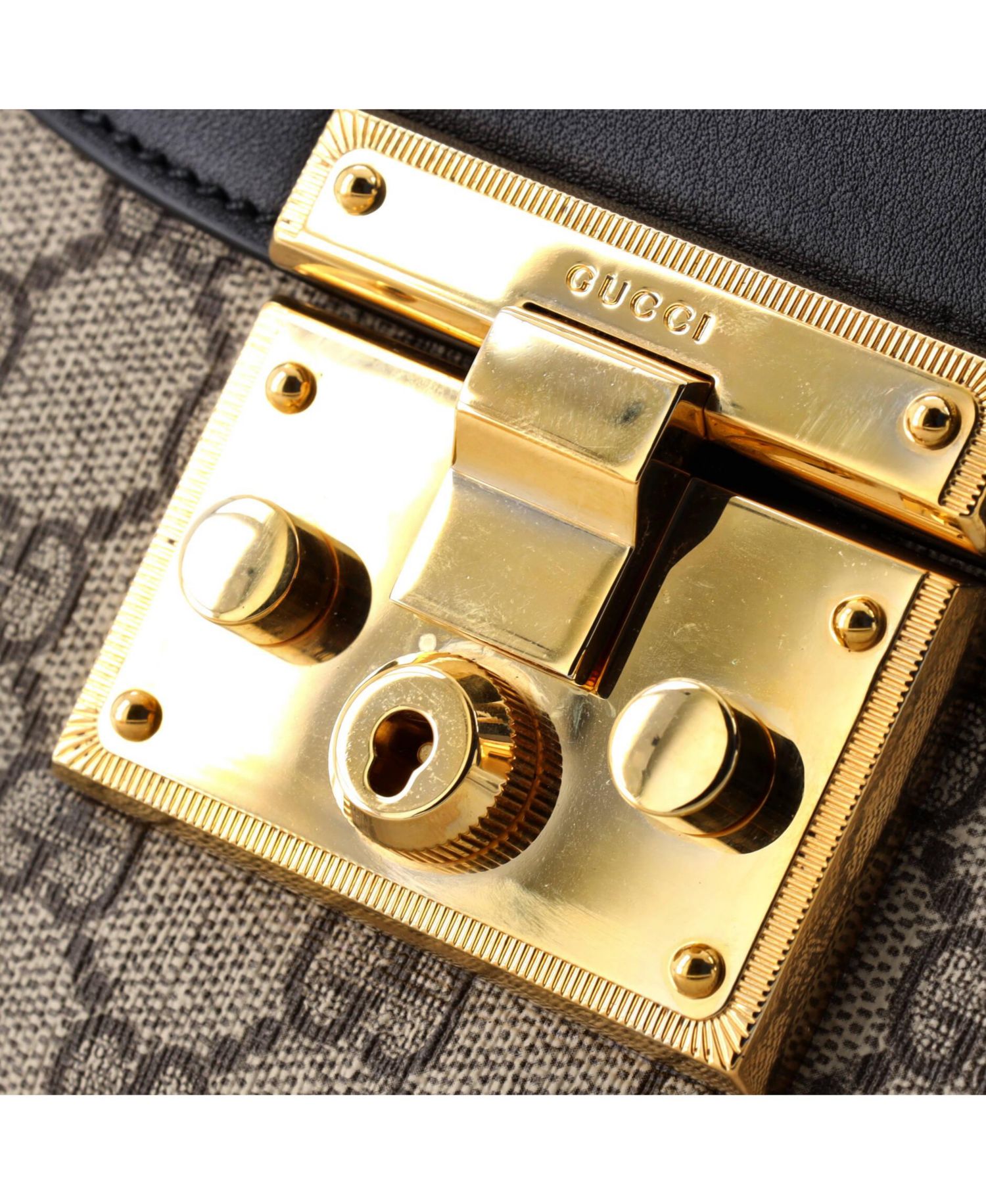 Medium Padlock Saddle Shoulder Bag GG Coated Canvas and Leather
