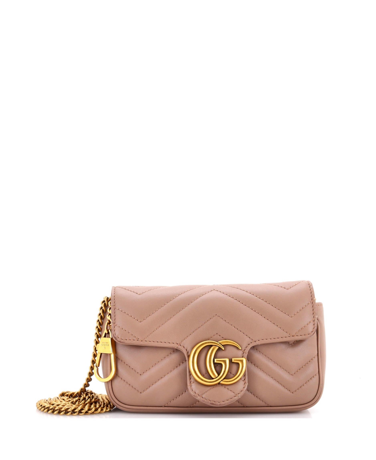 Pre-Owned Gucci Super Mini Gg Marmont Flap Bag Matelasse Leather
